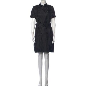 BURBERRY Women's Double Breasted Silk Pea Coat Size 6 In Black